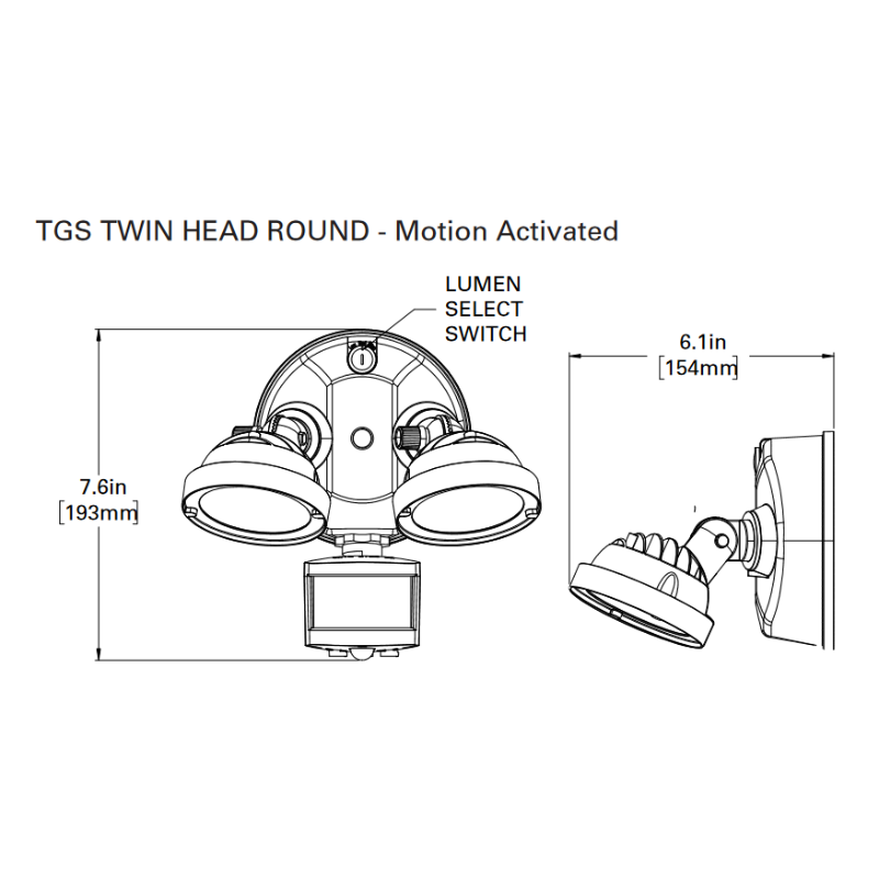 Halo Tgs 21w 2-head Round Led Security Flood Light, Motion Activated