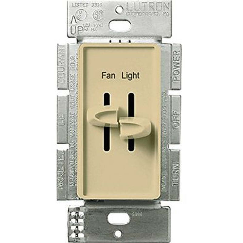 Lutron S2-LFSQ Skylark 1.5 Amp Single Pole Dual Slide Fan Control And Dimmer