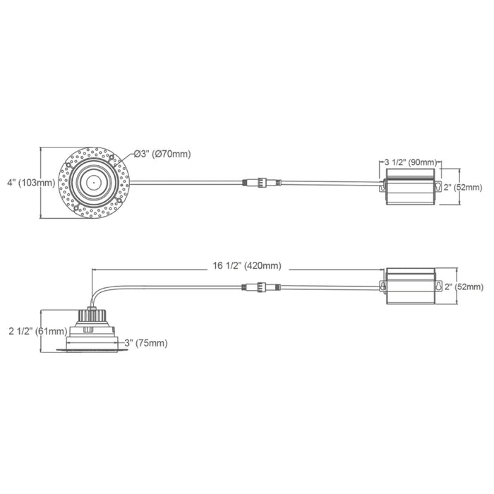 Envision LED LED-DLJBX-TML-GMB-2R Trimless-Line 2" 8W Round LED Gimbal Downlight, 5 CCT Selectable