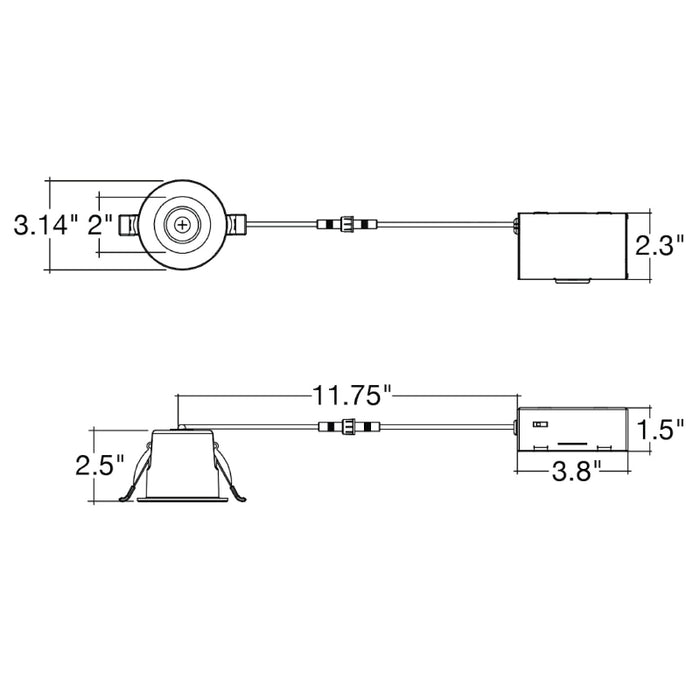 Envision LED LED-DLJBX-2 2" Round SnapTrim-Line Fire Rated LED Smooth Downlight