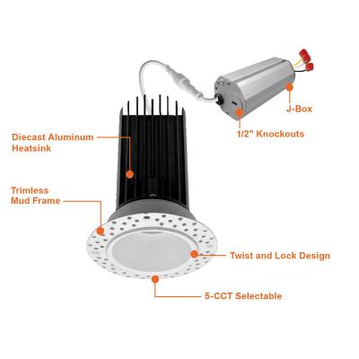 Envision LED LED-DLJBX-TML-2R Trimless-Line 2" Round LED Downlight, 5 CCT Selectable