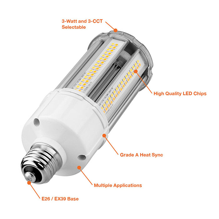 EnvisionLED LED-CRN-3M36-TRI-E26 18W/27W/36W LED Corn Bulb, 3CCT Selectable