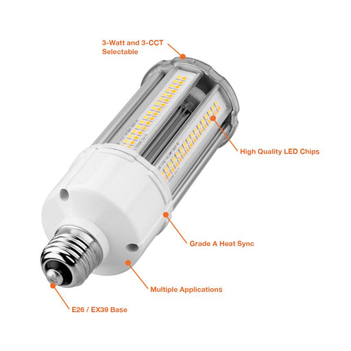 EnvisionLED LED-CRN-3M54-TRI-EX39 36W/45W/54W LED Corn Bulb, 3CCT Selectable