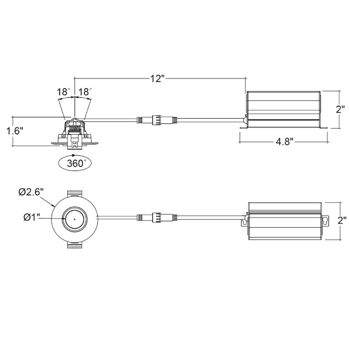 Envision LED LED-DLJBX-ADJ-2 SnapTrim-Line 2" Round LED Gimbal Downlight, 5 CCT Selectable