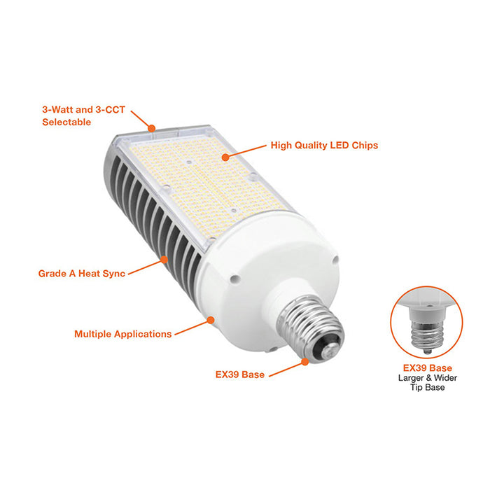 EnvisionLED LED-CRNDL-3P54-TRI-EX39 36W/45W/54W LED Directional Corn Bulb, 3CCT Selectable