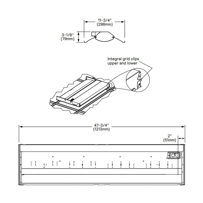 Day-Brite CFI 1FGXG42B-4 FluxGrid 1x4 LED Troffer, 4200 Lumen Base Configuration, Chicago Plenum rated