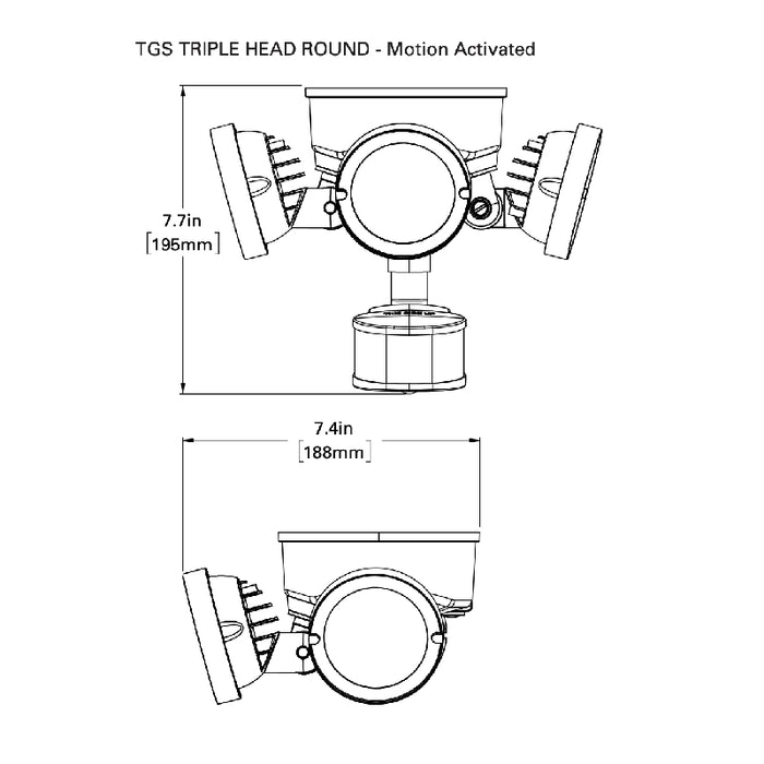 Halo TGS 27W 3-Head LED Security Floodlight, Motion Activated