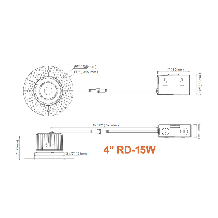 Envision LED 4" 15W Trimless-Line Round Downlight, 5CCT Selectable