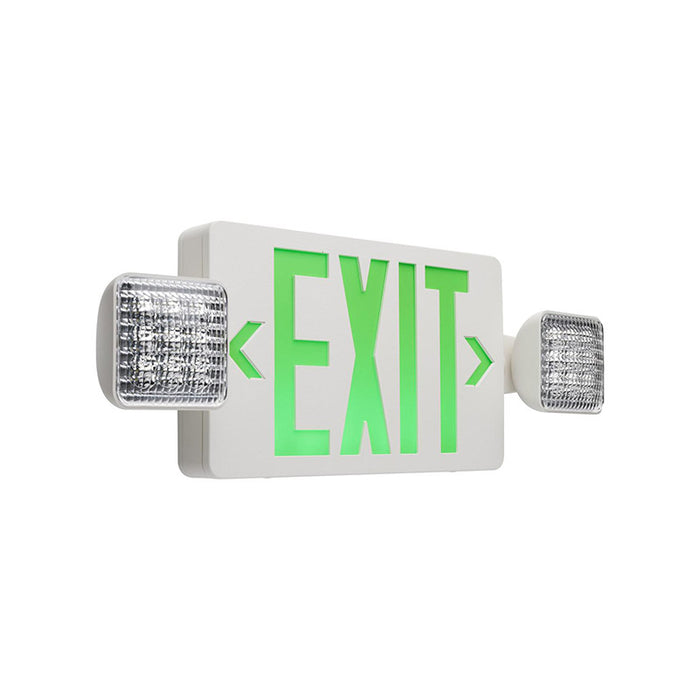 Satco 67-120 Combination Green Exit/Emergency Light, Single/Dual Face, Universal Mounting