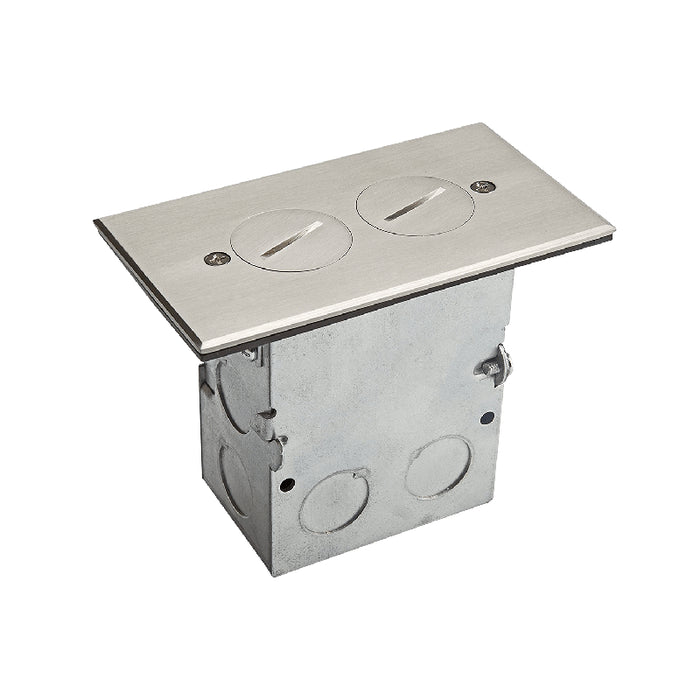 Enerlites 975506-SS 1-Gang Floor Box Kit with 20A Duplex Tamper & Weather Resistant Receptacle, Nickel