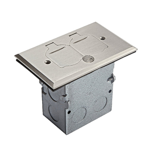 Enerlites 975507-S 1-Gang Floor Box Kit with Flip Lid Cover, 20A Duplex Tamper & Weather Resistant Receptacle, Nickel