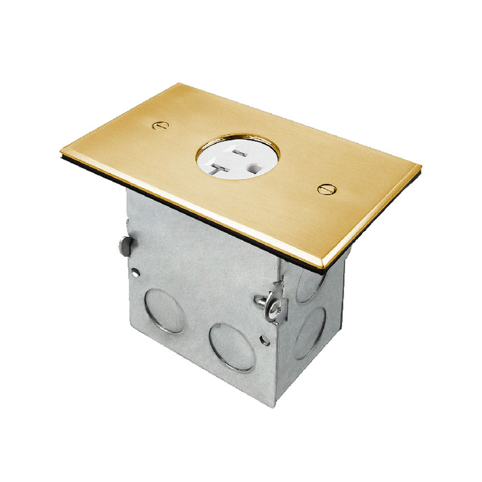 Enerlites 975547-C 1-Gang Floor Box Kit with 20A Single Tamper-Resistant Receptacle, Brass