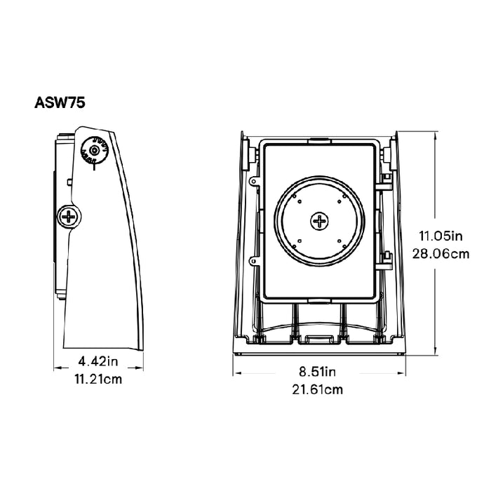 Stonco ASW25 45W/60W/75W LED Adjustable Slim Wall Pack, 3CCT Selectable