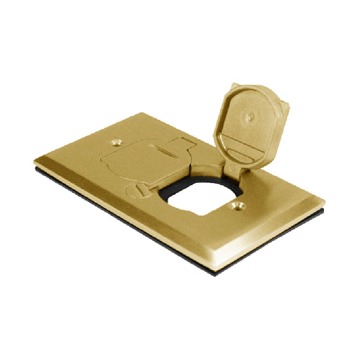 Enerlites C975507-C 1-Gang Floor Box With Flip Lid, Brass