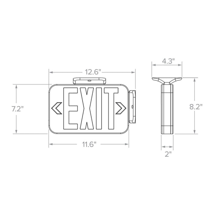 Compass CEGSD White Thermoplastic LED Emergency Exit Sign, Self-Test/Self-Diagnostics, NiCad Battery - Universal Face, Green Letters