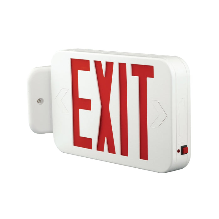 Compass CERSD White Thermoplastic LED Emergency Exit Sign, Self-Test/Self-Diagnostics, NiCad Battery - Universal Face, Red Letters