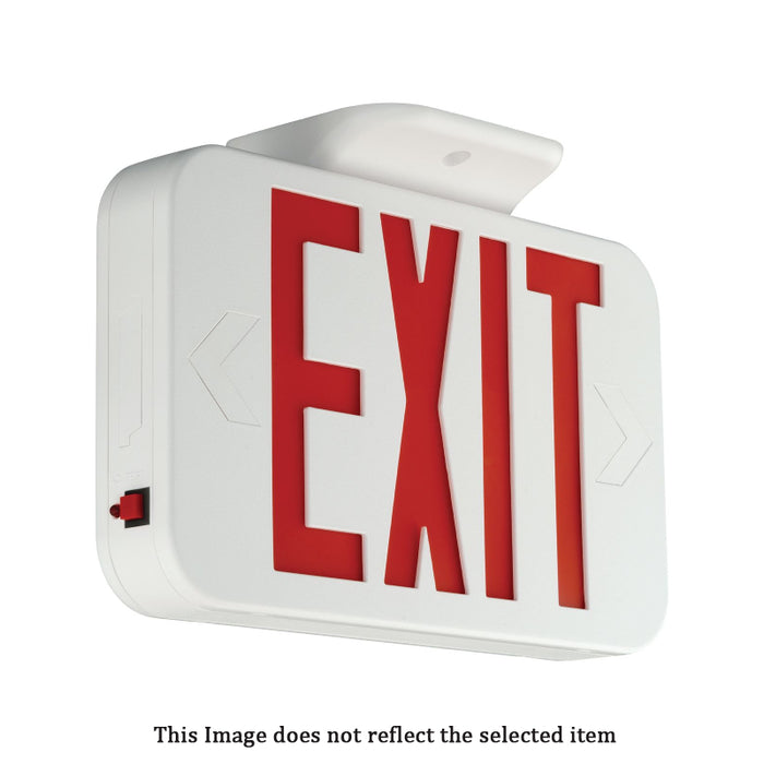 Compass CEGRC White Thermoplastic LED Emergency Exit Sign with Remote Capacity, NiMh Battery - Universal Face, Green Letters