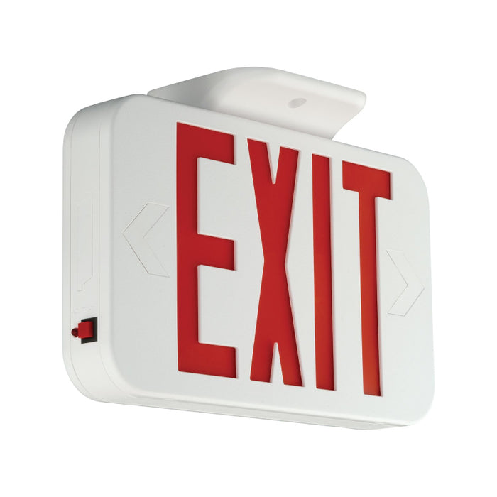 Compass CERSD White Thermoplastic LED Emergency Exit Sign, Self-Test/Self-Diagnostics, NiCad Battery - Universal Face, Red Letters