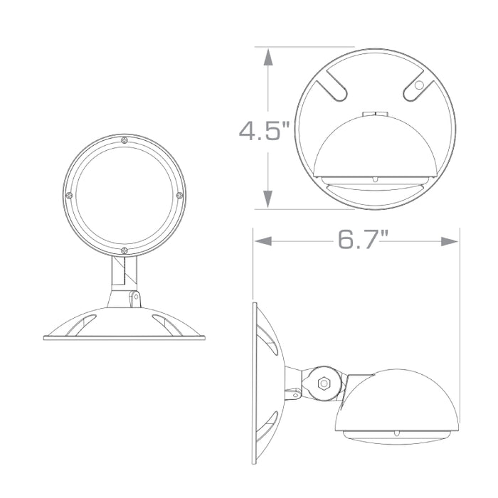 Compass CORSB 1W LED Outdoor Emergency Single Remote Head, Black