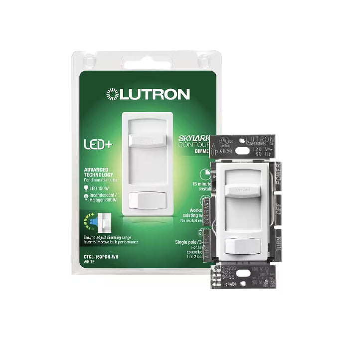 Lutron CTCL-153PDH Skylark Contour 150W Single Pole/3-Way LED Dimmer Switch
