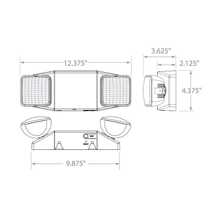 Compass CU2RCSQSD Dual Square Head LED Emergency Light, Remote Capacity, Self-Test/Self-Diagnostics, NiMh Battery