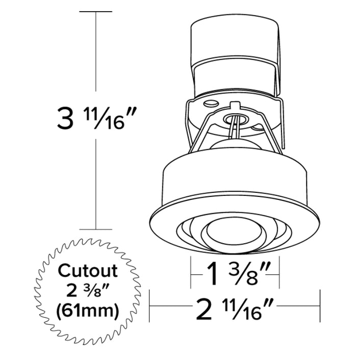 Elco E1L32 Oak 1" Round Recessed Adjustable Gimbal