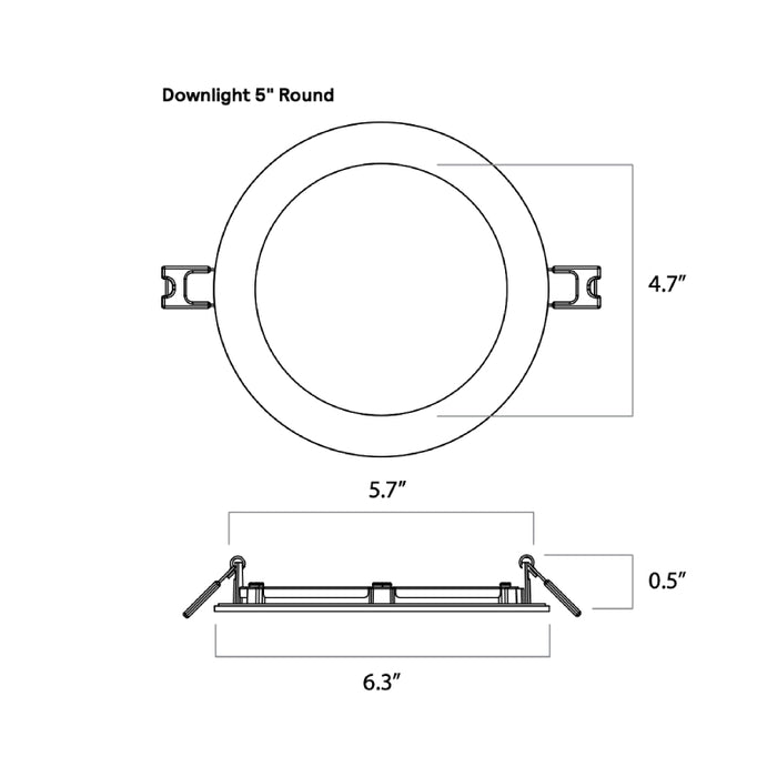 Lightolier FD5R 5" Round LED Dual Select Flat Downlight, 5CCT Selectable, 900 lm