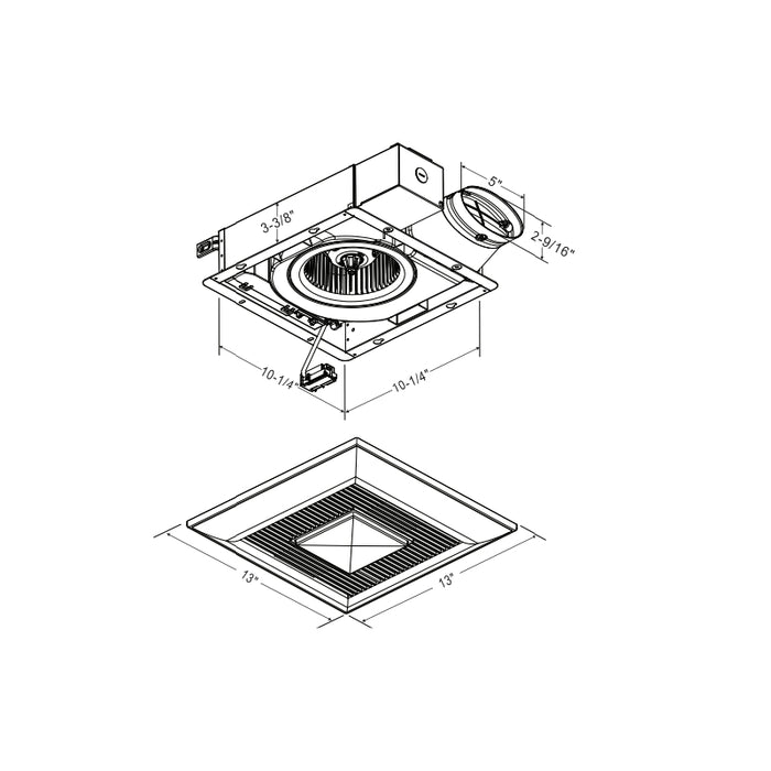 Panasonic Fans FV-0510VSCL1 WhisperValue 50-80-100 CFM DC Fans w/Condensation Sensor & LED Light