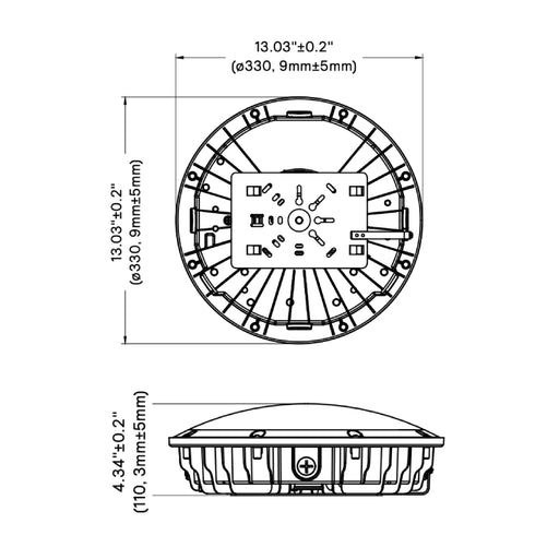 Keene GCR60 Stonco 13" 28W/40W/60W LED Rpund Dual Select Canopy Light