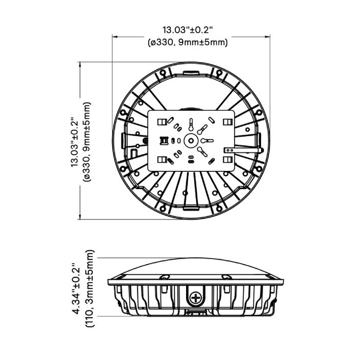 Keene GCR60 Stonco 13" 28W/40W/60W LED Rpund Dual Select Canopy Light