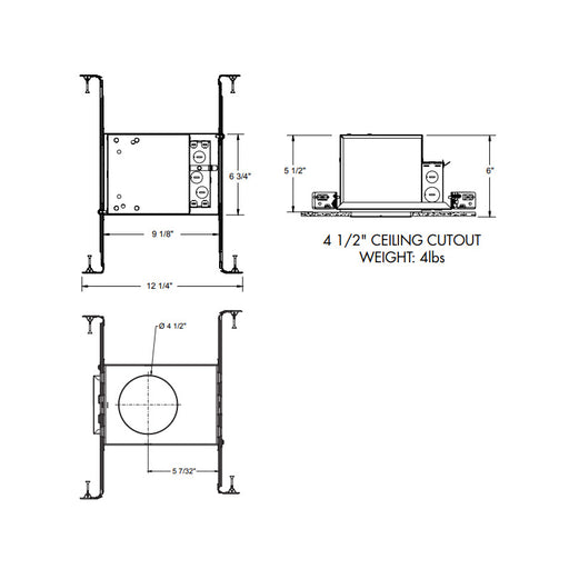 Juno IC1LEDFW 07LM FireWall 4" LED Fire-Rated Integrated New Construction Housing, Universal Driver 120-277V, 0-10V, 10% Dim