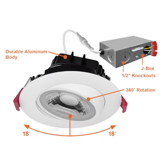 Envision LED 4" 12W Gimbal Adjustable Downlight Canless