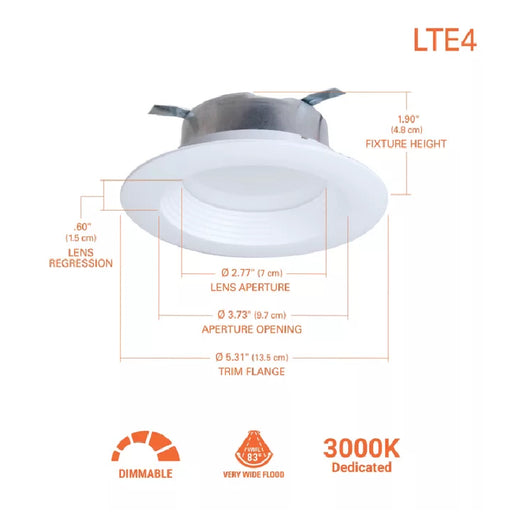 Halo LTE4 4" LED Round Recessed Baffle Trim, 12-Pack