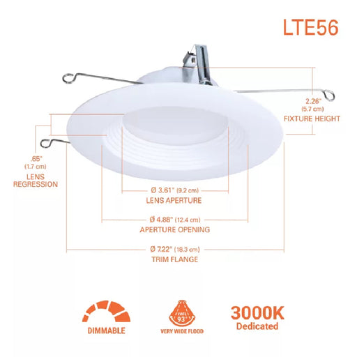 Halo LTE56 5/6" LED Round Recessed Baffle Trim, 18-Pack