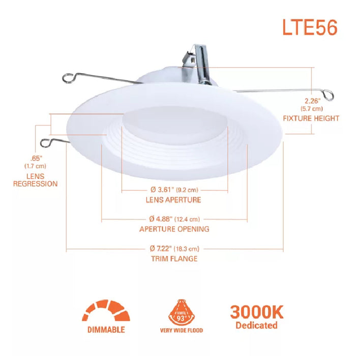 Halo LTE56 5/6" LED Round Recessed Baffle Trim, 18-Pack