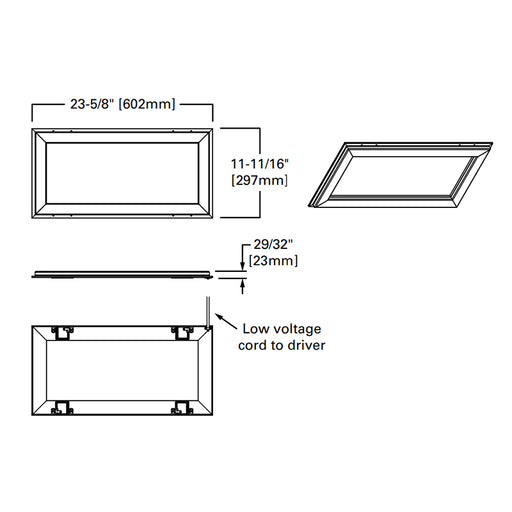 Metalux 12SFS-L3C4-UNV Surround 1x2 Architectural Slim Frame Panel, 4CCT & Lumen Selectable