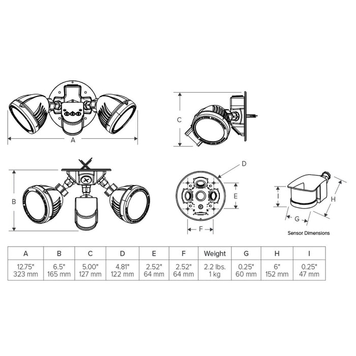 EXO ML Marshal 26W LED Twin-Head Security Light with Motion Sensor