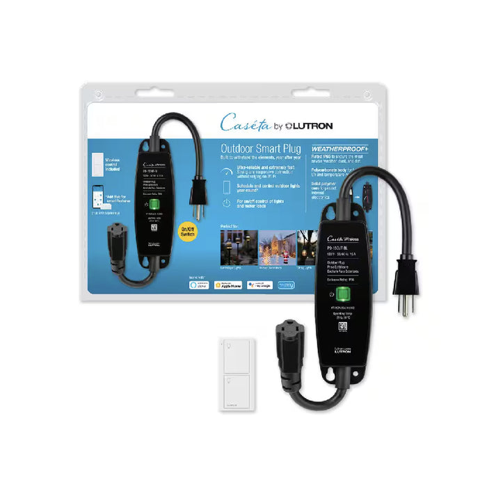Lutron P-PKG1OUT Caseta Weatherproof+ Outdoor Smart Plug with Pico Remote