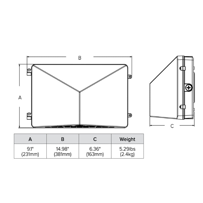 EXO PRL-C Prelude 18-60W LED Full Cutoff Wall Pack, Wattage/Lumen Selectable  4000K 120-277V