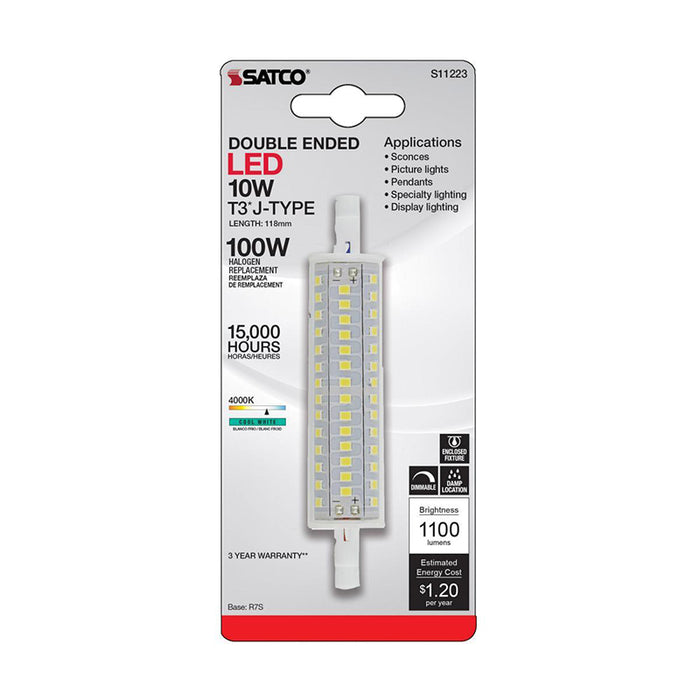 Satco S11223 10W T3 LED Bulb, R7s Base, 4000K