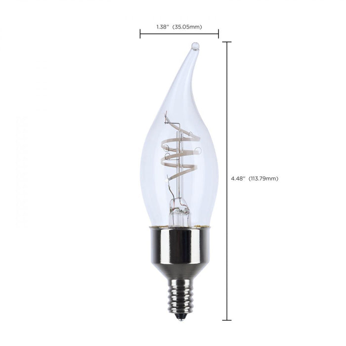 Satco S11526 4W CA11 LED Coil Filament Bulb, E12 Base, 2700K