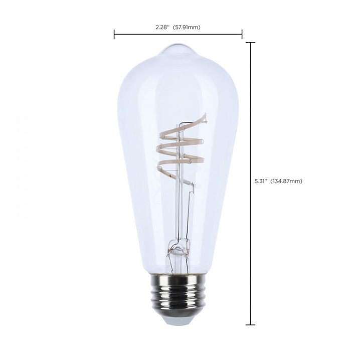 Satco S11527 6W ST19 LED Filament Bulb, E26 Base, 2700K