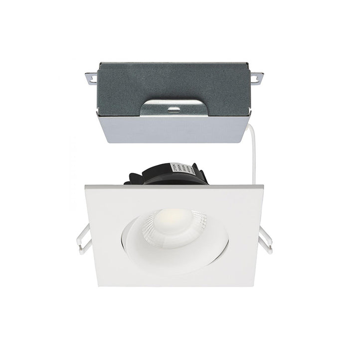 Satco 3.5" 12W LED Square Direct Wire Downlight Gimbaled, CCT Selectable - White