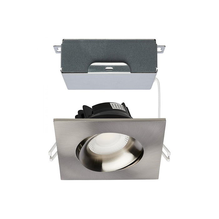 Satco 3.5" 12W LED Square Direct Wire Downlight Gimbaled, CCT Selectable - Brushed Nickel