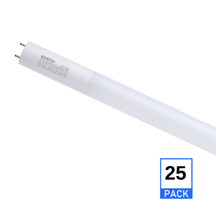 Satco S21762 48" 12W LED T8 Lamp, G13 Base, Type A/B, 5CCT Selectable, 25-Pack