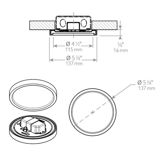 Lightolier S5R8 5" Round 9.5W SlimSurface LED Downlight, 80 CRI