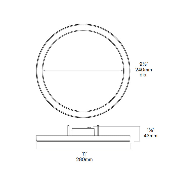 Lightolier SD11R15ESCT1W 11" Round 20W LED Surface Mount Downlight, CCT Selectable