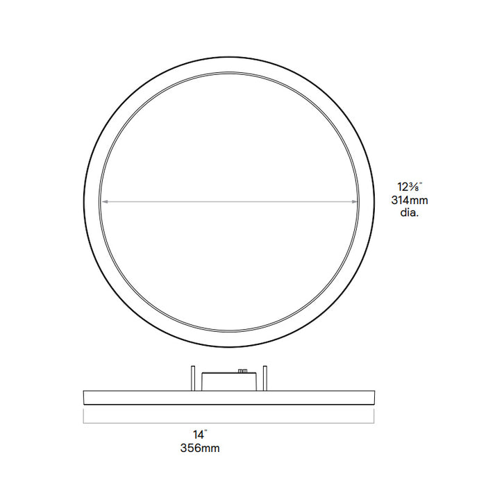 Lightolier SD14R16ESCT1W 14" Round 25W LED Surface Mount Downlight, CCT Selectable