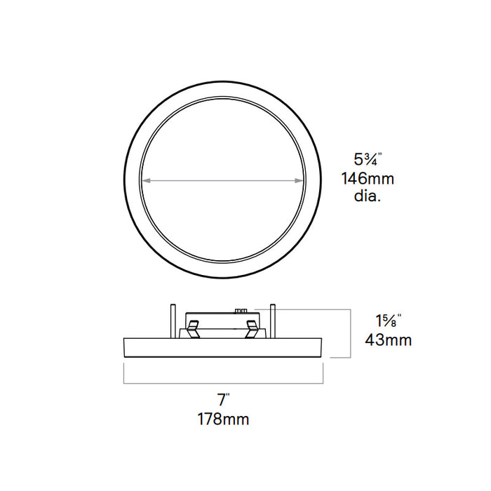 Lightolier SD7R10ESCT1W 7" Round 14W LED Surface Mount Downlight, CCT Selectable