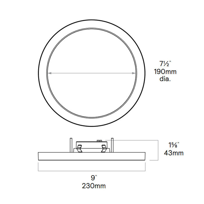 Lightolier SD9R12ESCT1W 9" Round 16W LED Surface Mount Downlight, CCT Selectable